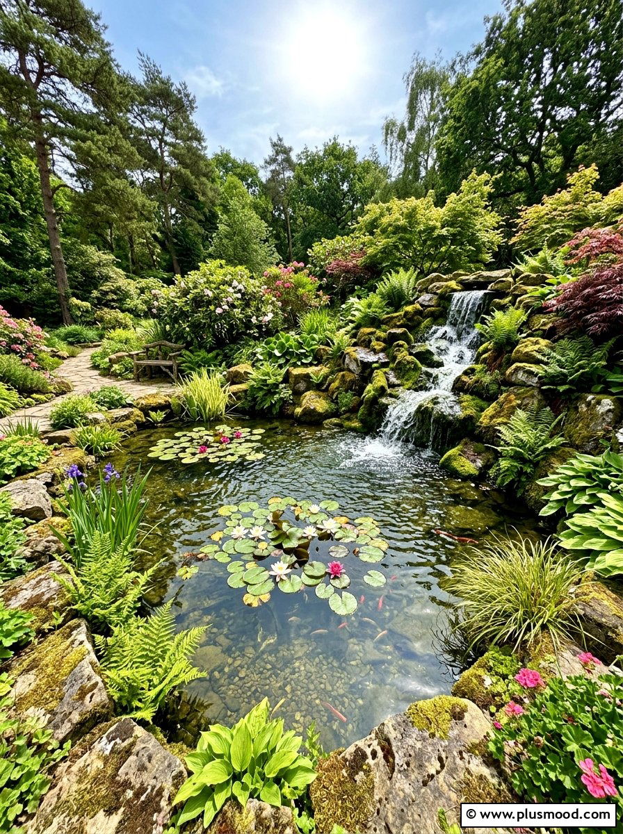 Garden Pond With Waterfall - 25 summer cooling backyard ideas