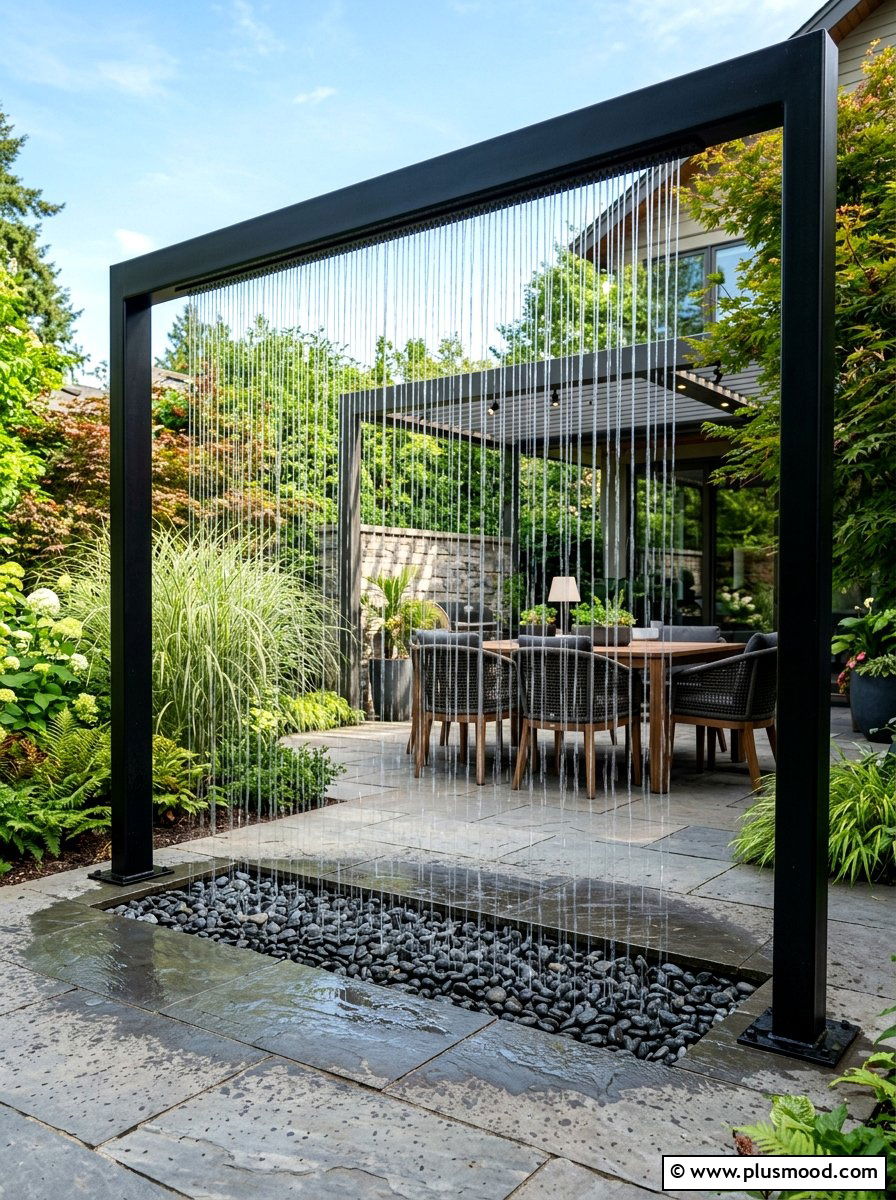 Garden Rain Curtain - 25 summer backyard water feature ideas
