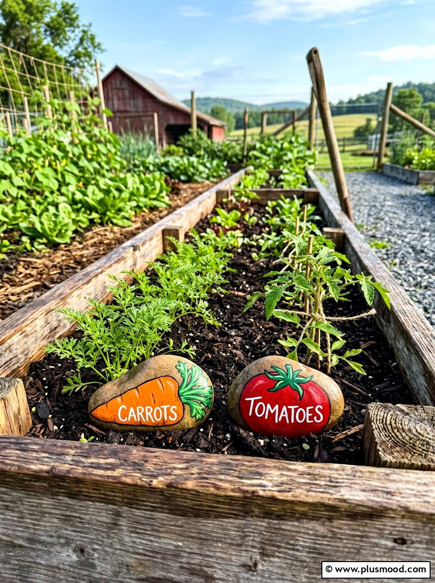 Garden Vegetable Markers - 25 painted rock ideas for garden