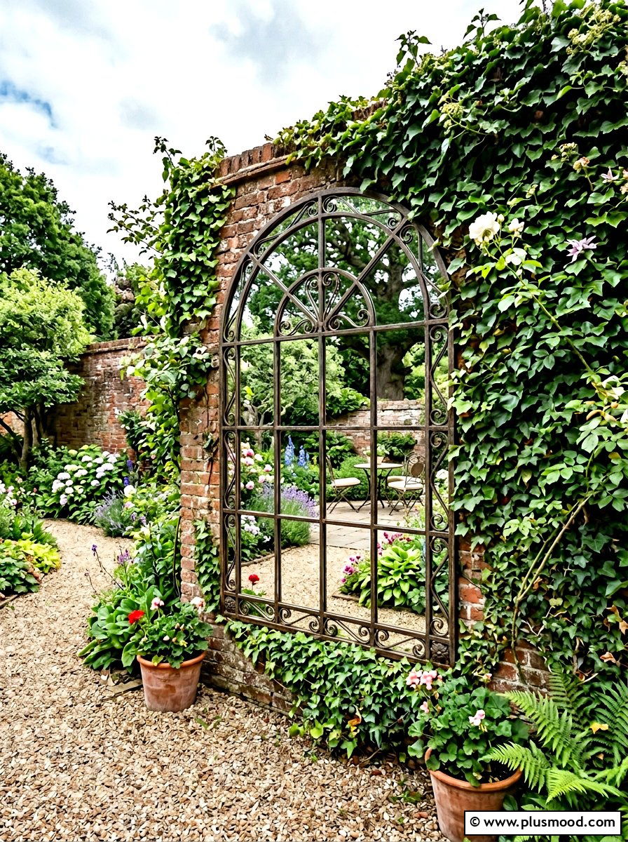 Garden Wall Mirror - 25 small backyard ideas for beginners
