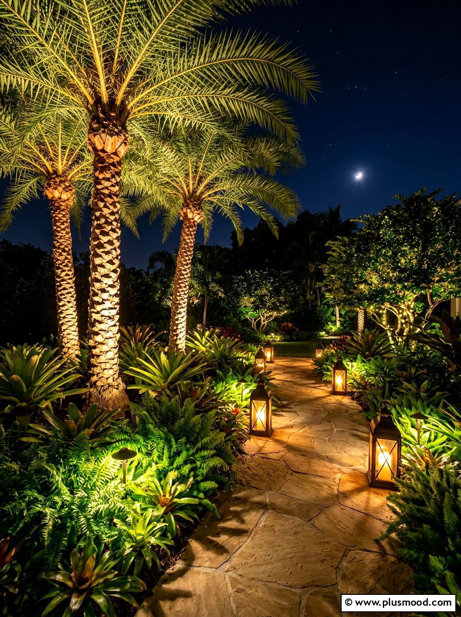 Garden accent lighting - 25 summer backyard tropical ideas