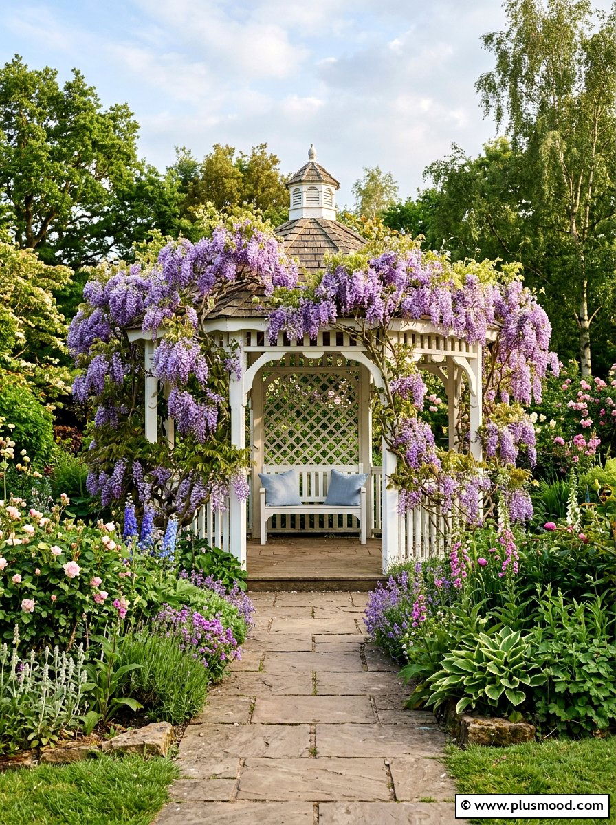 Garden gazebo with vines - 25 small backyard ideas with gazebo