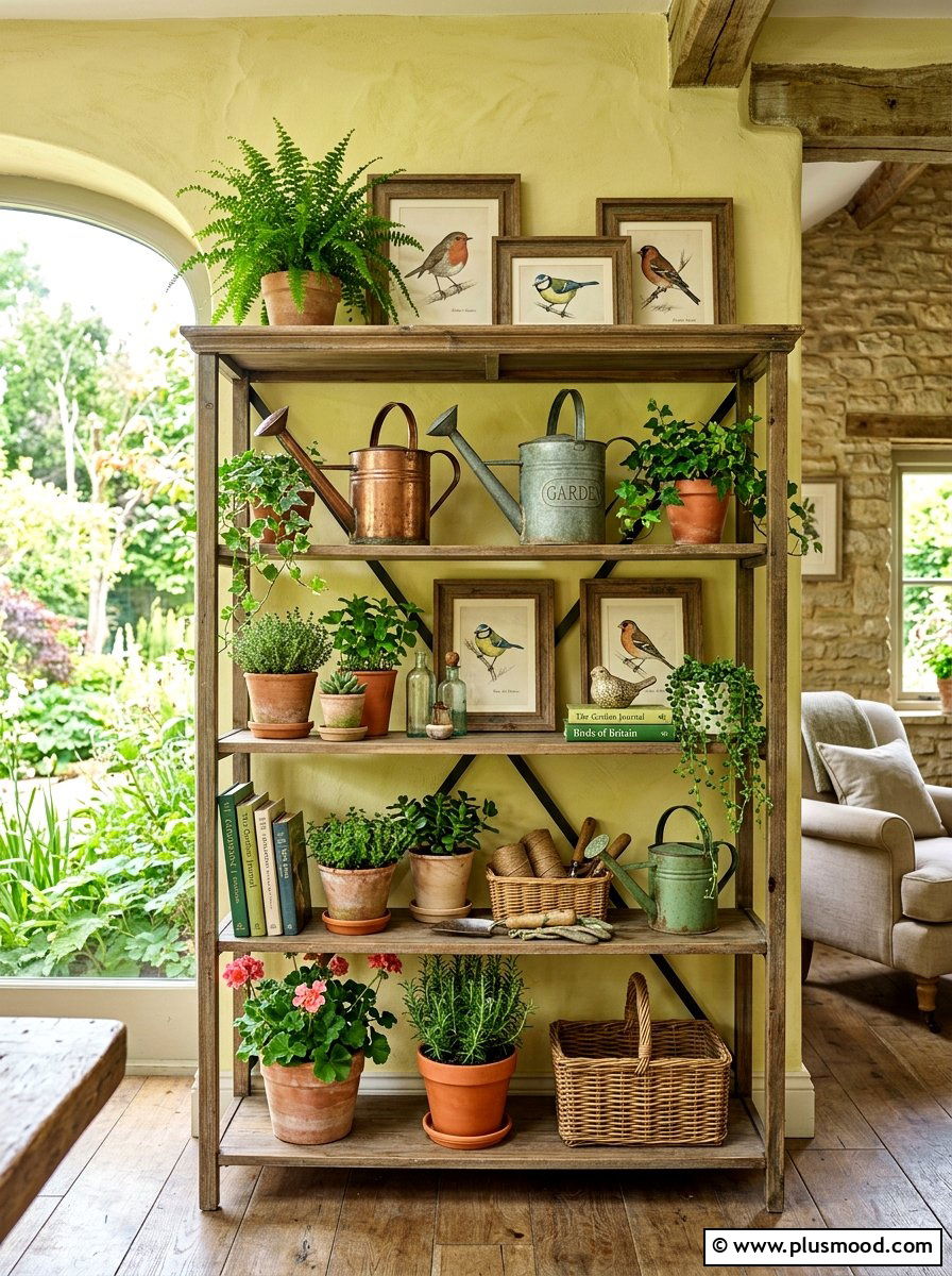Garden shelf styling - 25 summer shelf decor ideas