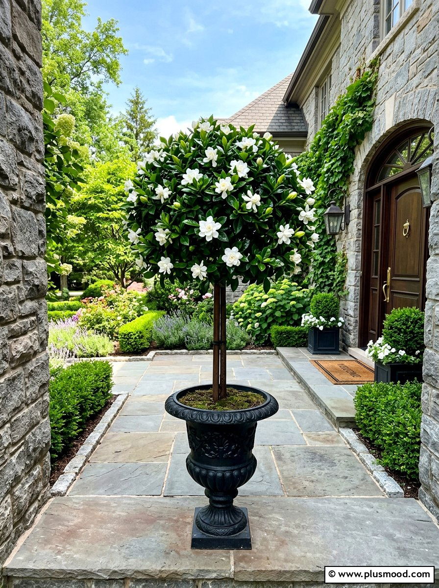 Gardenia Topiary Tree - 25 summer topiary ideas for front entry