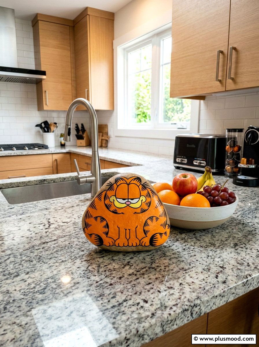 Garfield Character Painted Rock - 25 painted rock ideas with cartoon characters