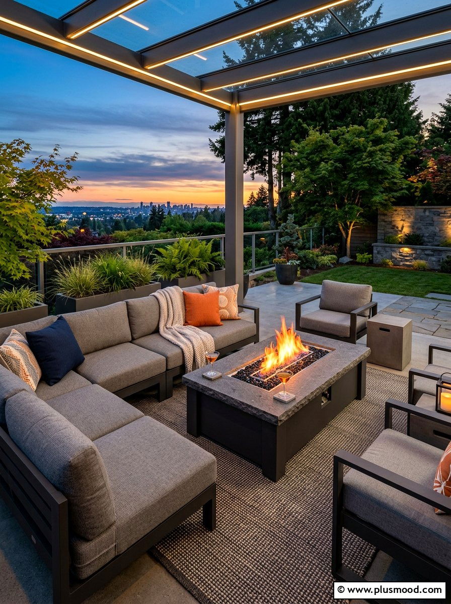 Gas Fire Table - 25 summer uncovered patio ideas