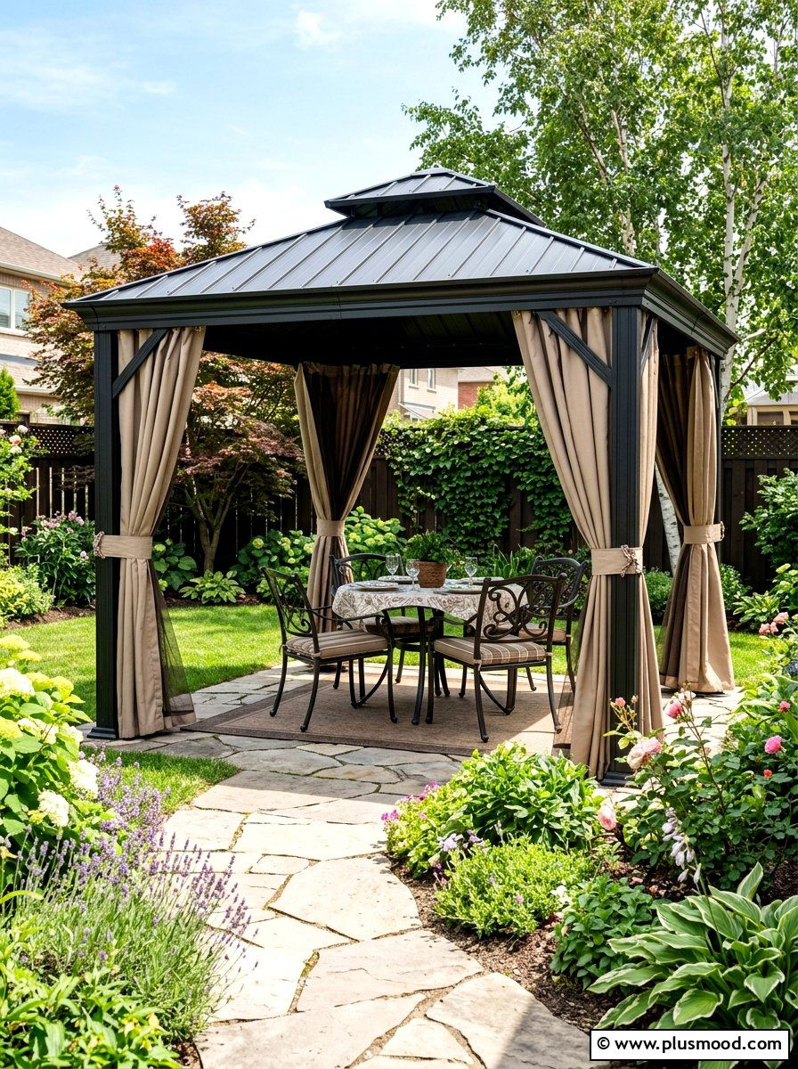 Gazebo Side Panels For Small Yard - 25 small backyard ideas with outdoor curtains