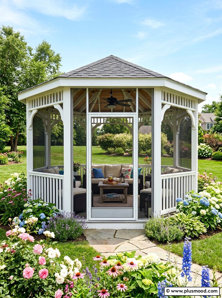 Gazebo With Screen - 25 summer cooling backyard ideas