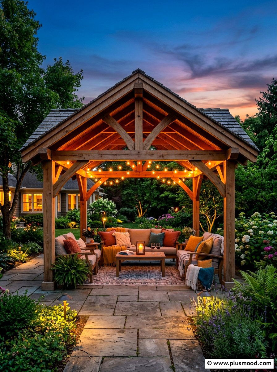 Gazebo With String Lights - 25 summer backyard gazebo ideas