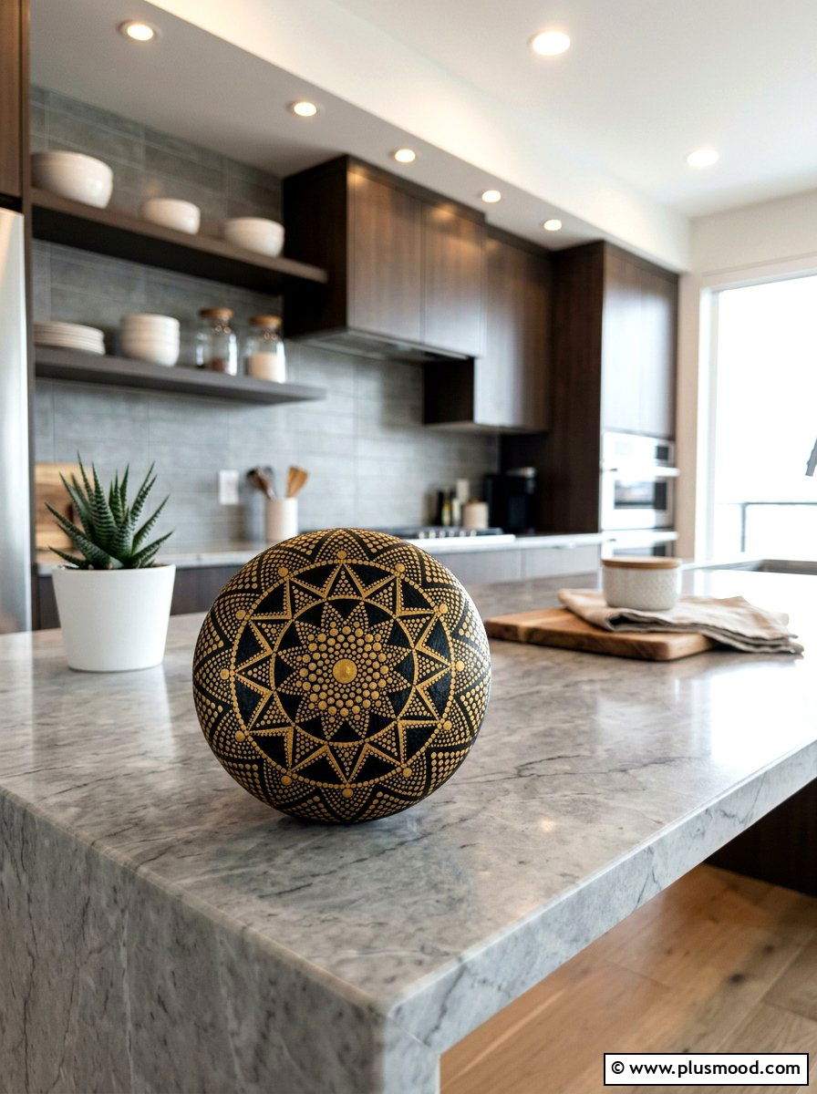 Geometric Dot Stone - 25 painted rock ideas with dot painting