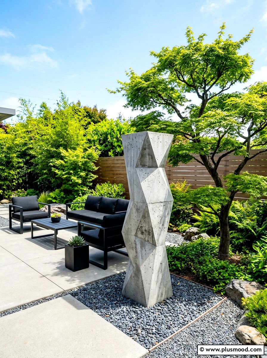 Geometric Garden Pillar - 25 summer garden statue ideas