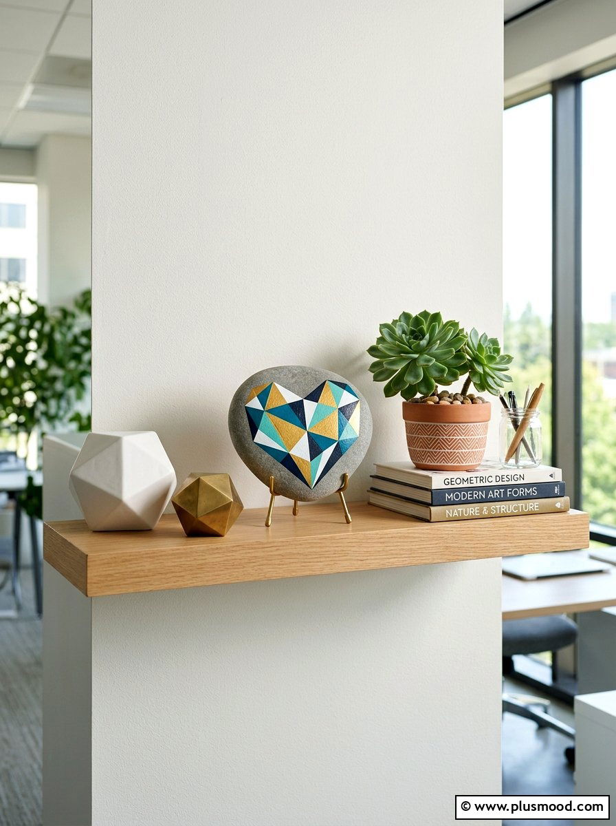 Geometric Heart Stone Paint - 25 painted rock ideas with hearts