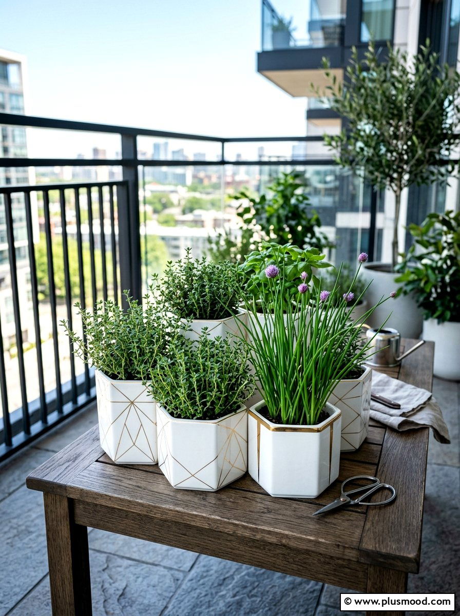 Geometric Herb Planter - 25 summer balcony herb garden ideas