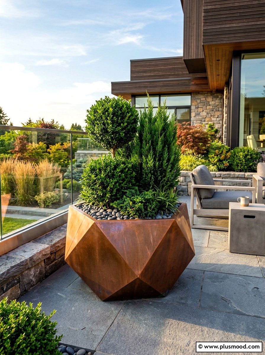 Geometric Metal Planter - 25 summer large planter ideas