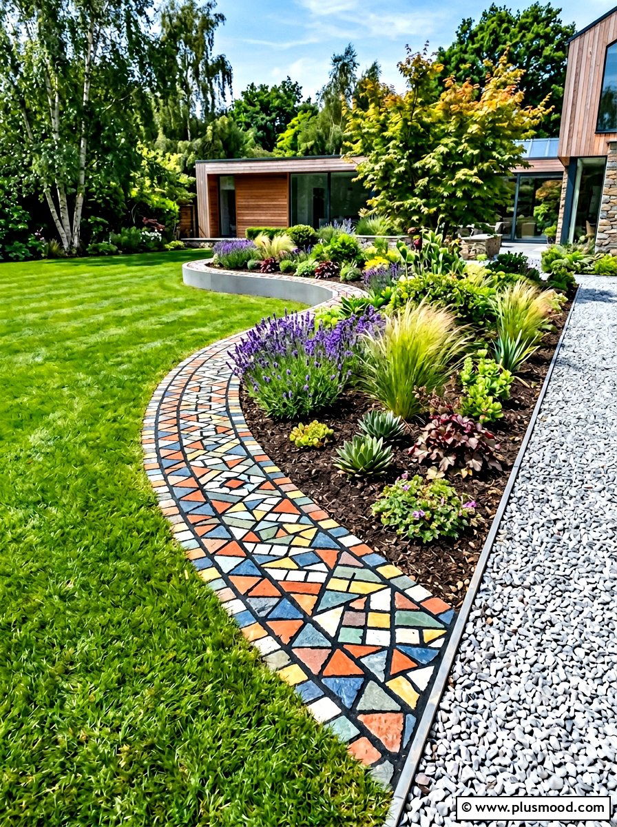 Geometric Mosaic Rocks - 25 painted rock ideas for zen garden