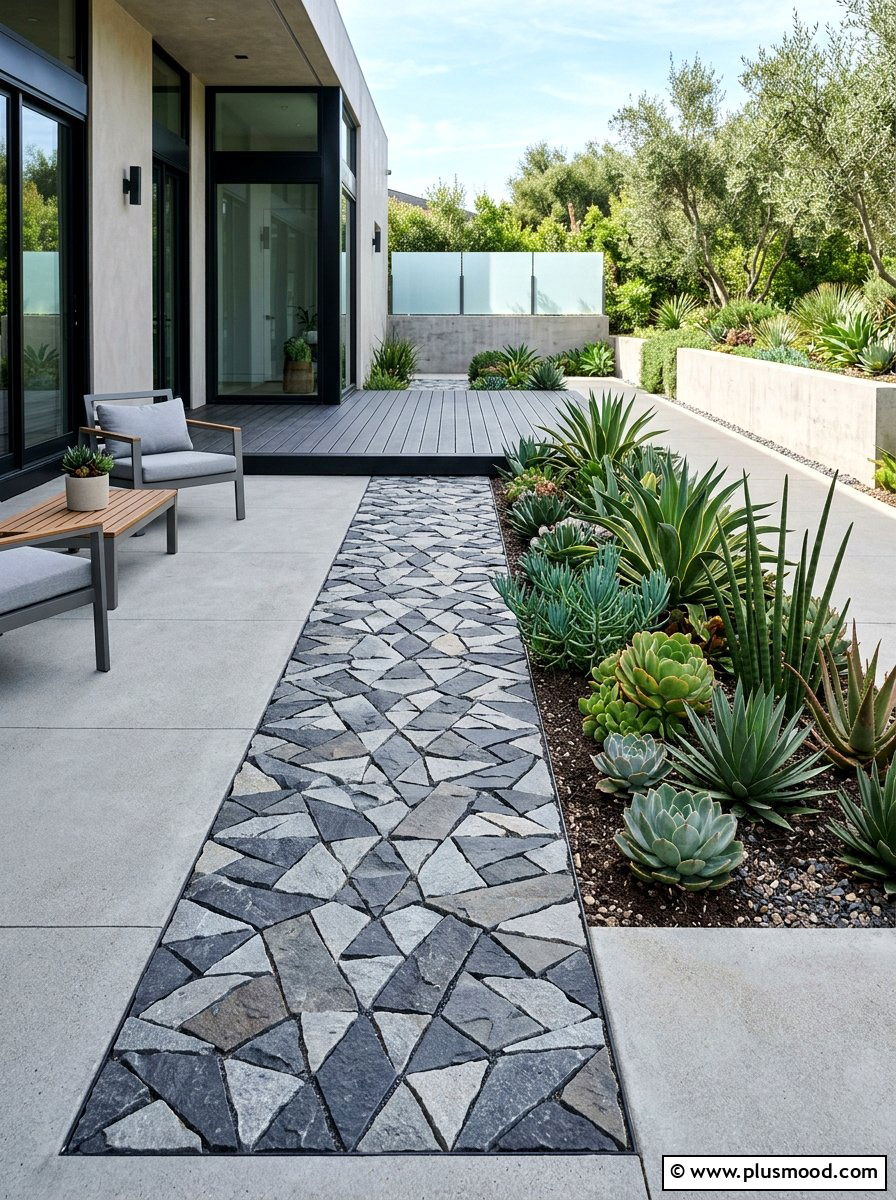 Geometric Pattern Rocks - 25 painted rock ideas for succulent garden