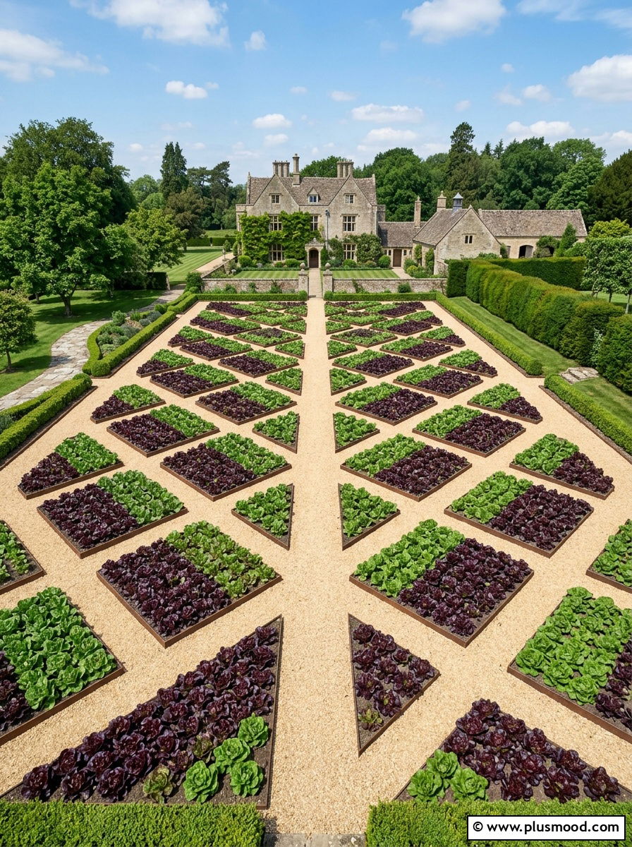 Geometric Patterned Vegetable Garden Layout - 25 outdoor garden decor ideas with vegetable display