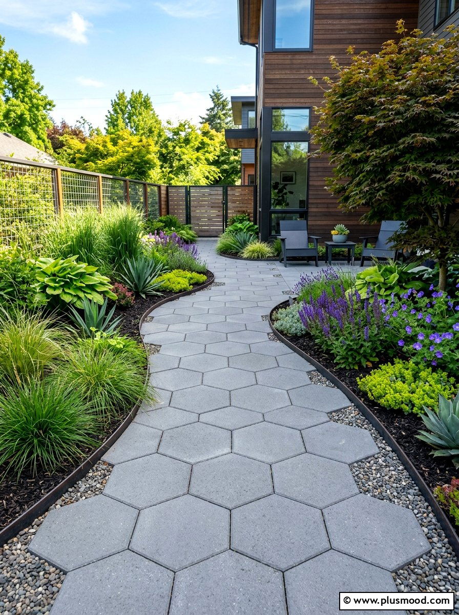 Geometric Paver Garden Walkway - 25 summer garden pathway ideas