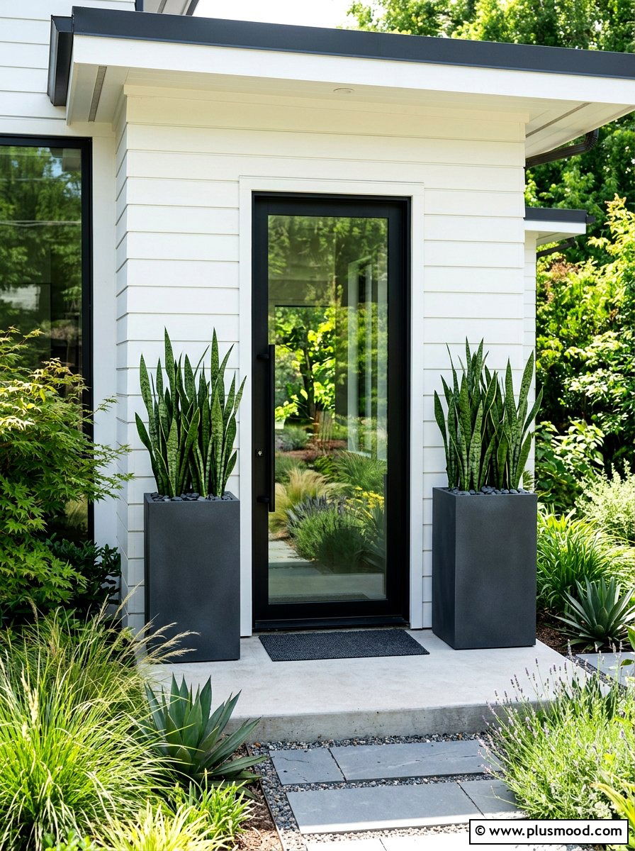 Geometric Planter Boxes - 25 summer modern curb appeal ideas