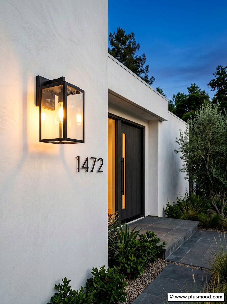 Geometric Porch Light - 25 summer minimalist front porch ideas