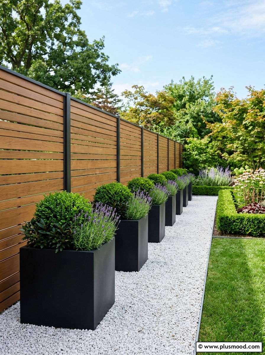 Geometric Pot Layout - 25 small backyard ideas with potted plants