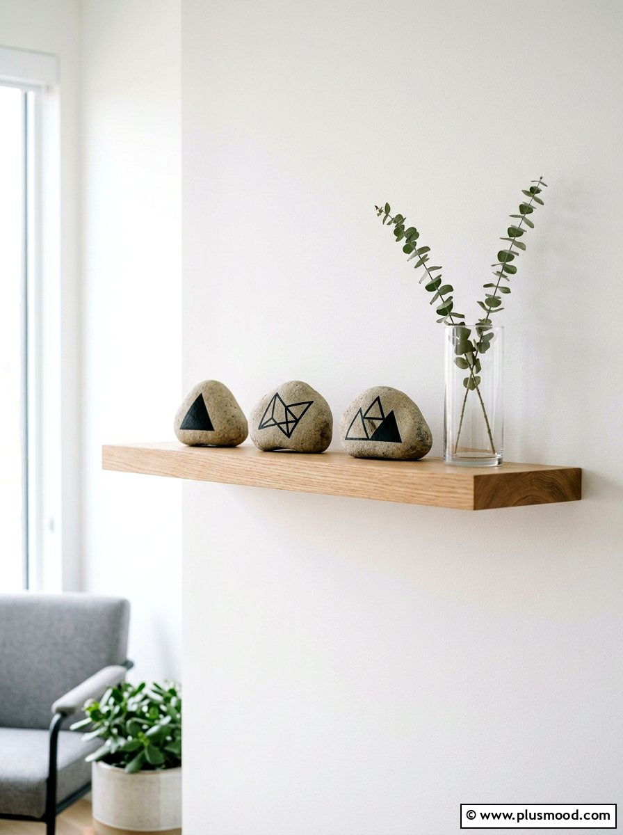 Geometric Silhouette Rocks - 25 painted rock ideas with abstract designs