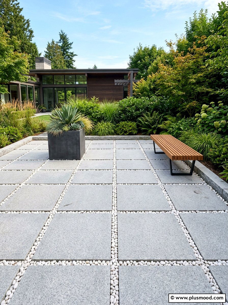 Geometric Stone Paver - 25 small backyard ideas modern style