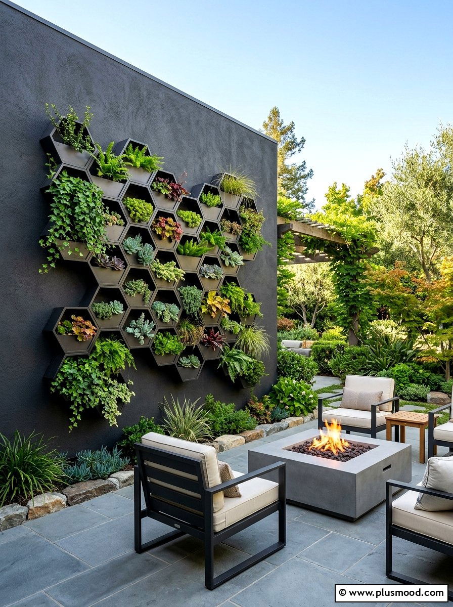Geometric Wall Planter - 25 outdoor garden decor ideas with vertical garden