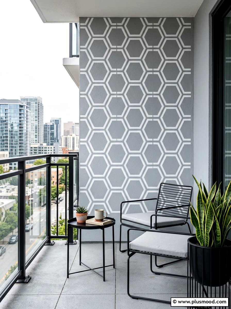 Geometric Wall Stencil - 25 summer balcony wall decor ideas