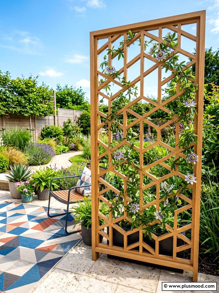 Geometric Wood Trellis - 25 summer balcony trellis ideas