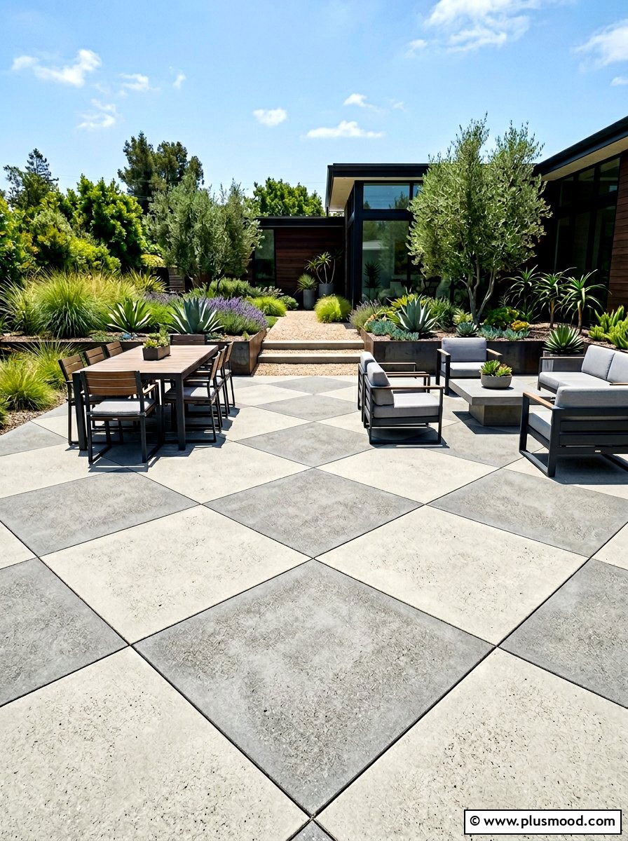 Geometric concrete patio - 25 summer concrete patio ideas for summer