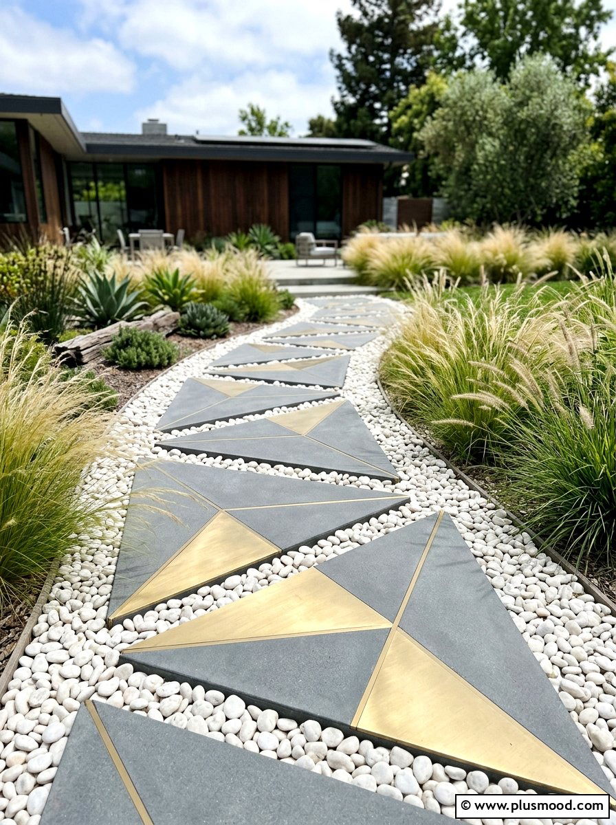 Geometric garden rocks - 25 painted rock ideas for stepping stones