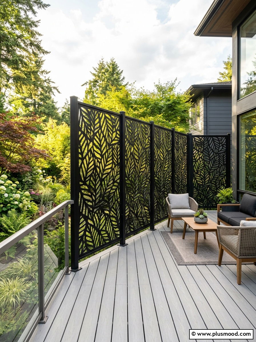 Geometric laser cut wall panels - 25 outdoor garden decor ideas with wall art