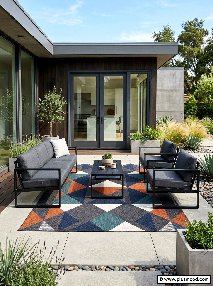 Geometric outdoor rug - 25 summer welcome mat ideas for summer