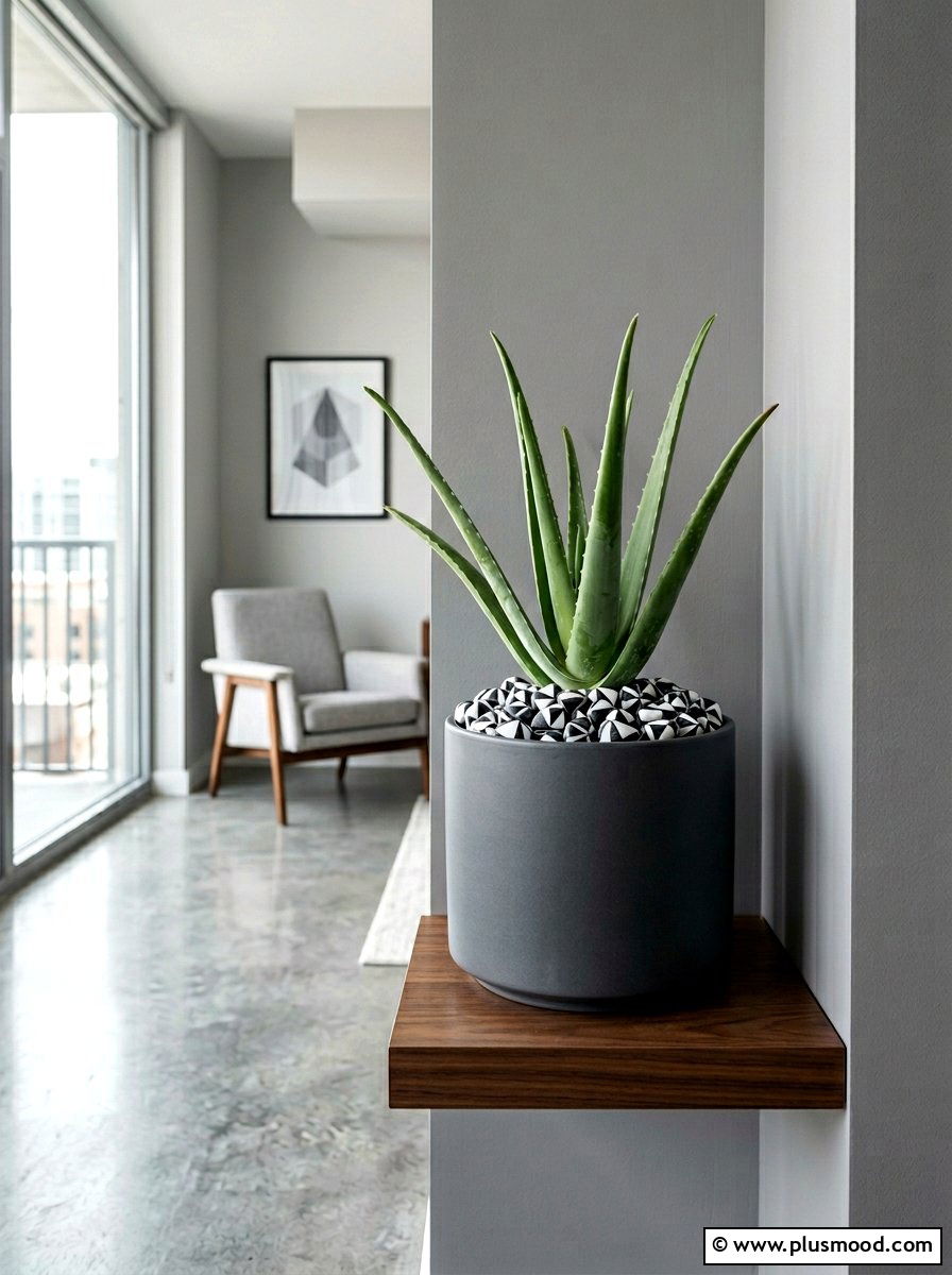 Geometric pattern rock for modern planter - 25 painted rock ideas for plant pot decoration