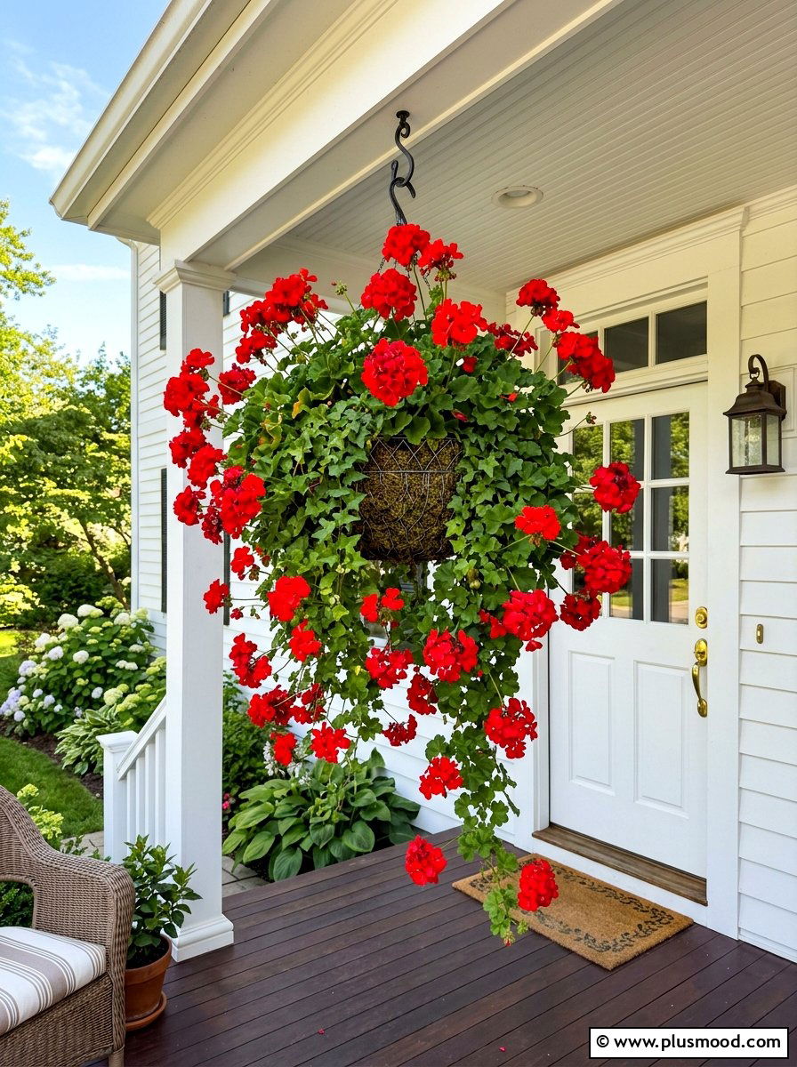 Geranium hanging basket - 25 summer hanging basket ideas for front porch