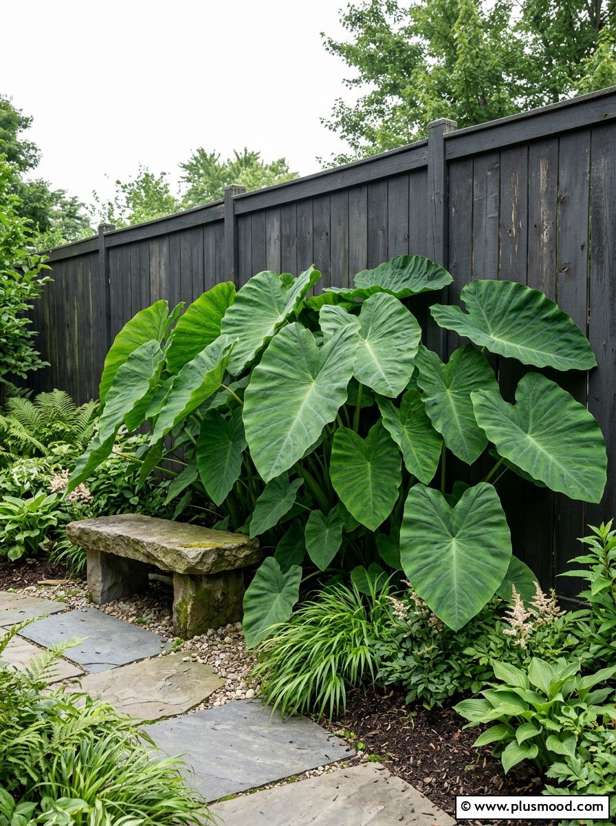 Giant Elephant Ear Foliage - 25 outdoor garden decor ideas with tropical plants