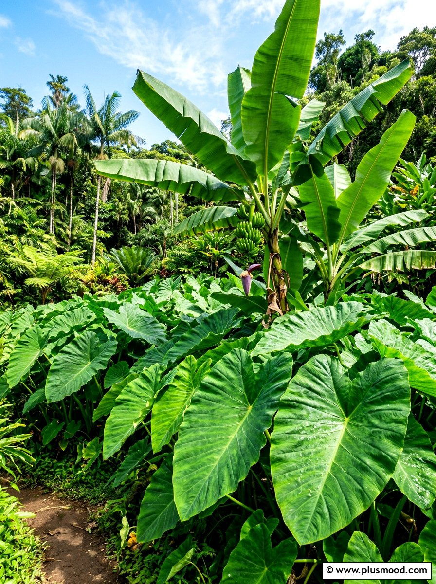 Giant Leaf Plant Landscape - 25 summer tropical garden ideas
