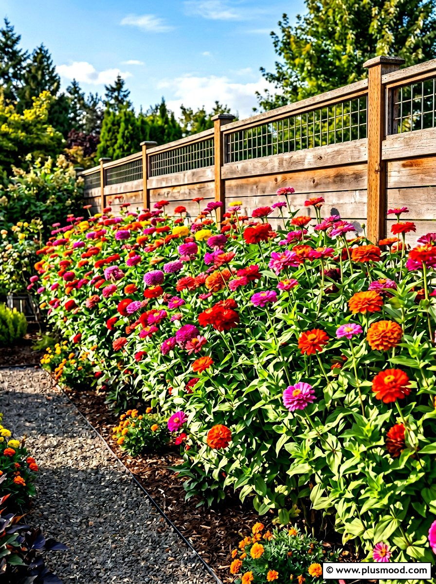 Giant zinnia garden backdrop - 25 summer zinnia garden ideas
