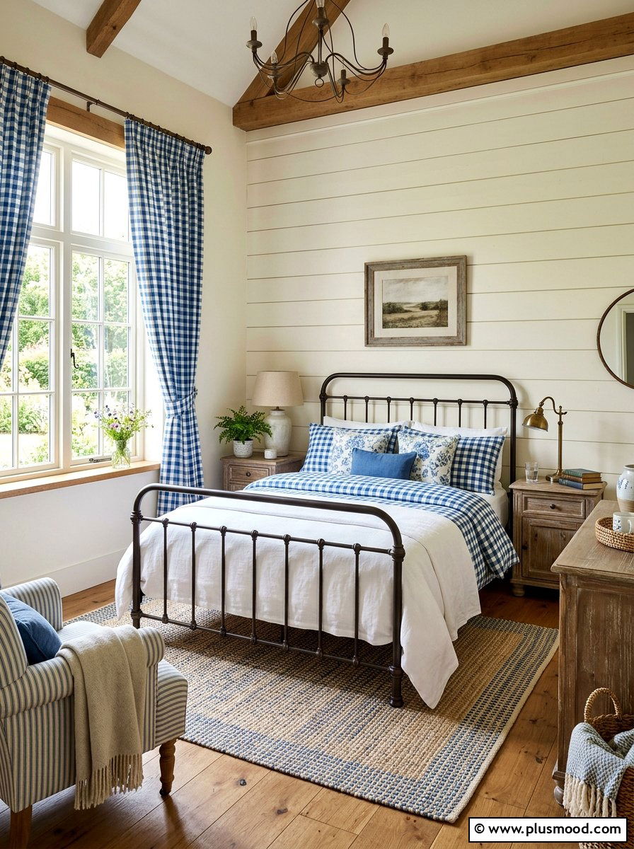 Gingham Check Curtains - 25 summer curtains ideas for bedroom