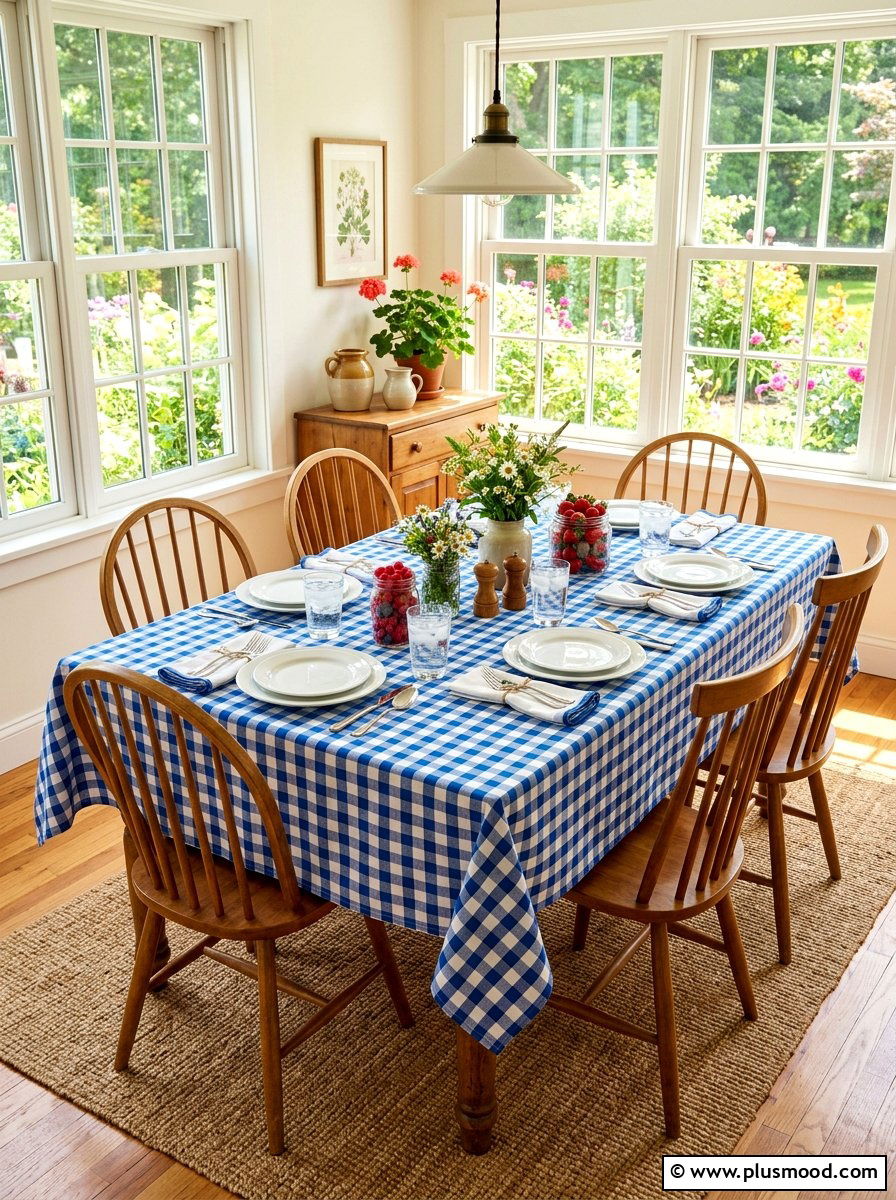 Gingham Check Pattern Table - 25 summer tablescape ideas