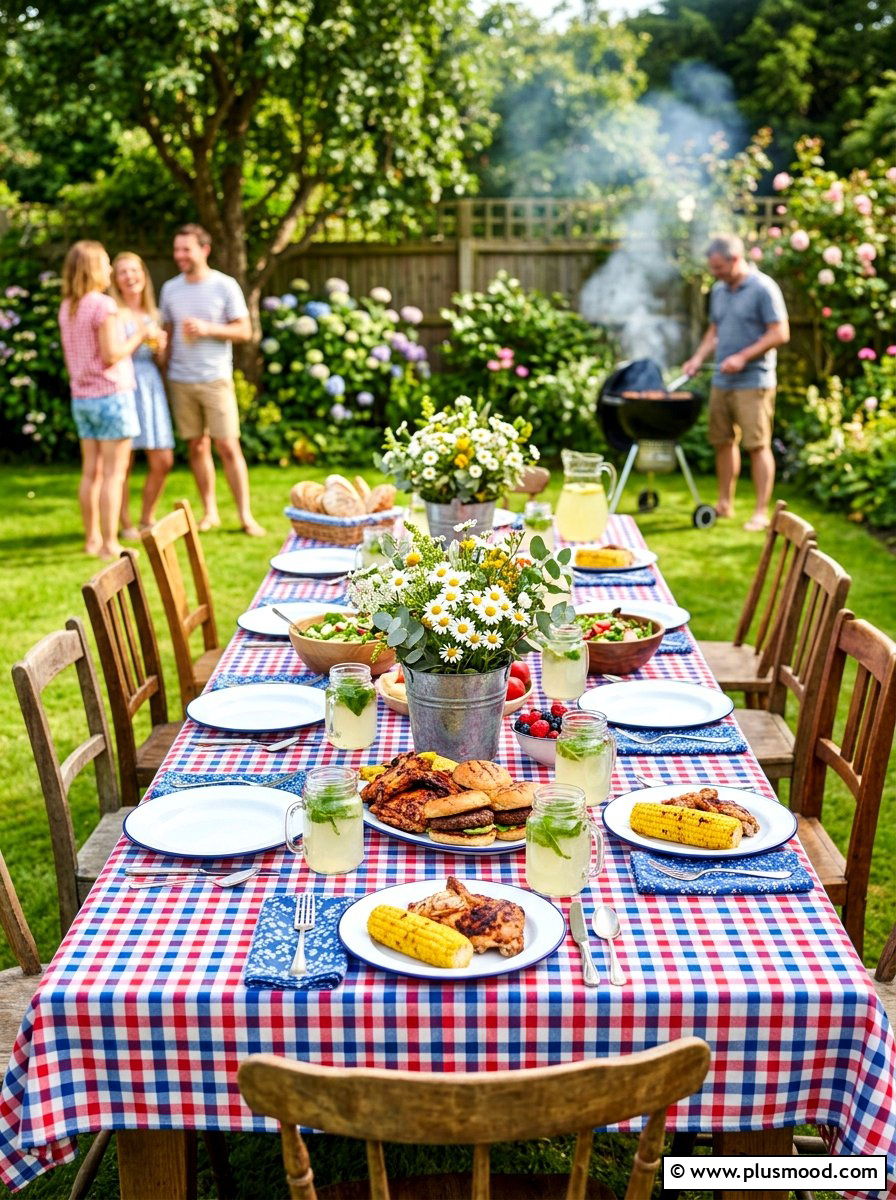 Gingham Checkered Picnic Table - 25 late summer tablescape ideas