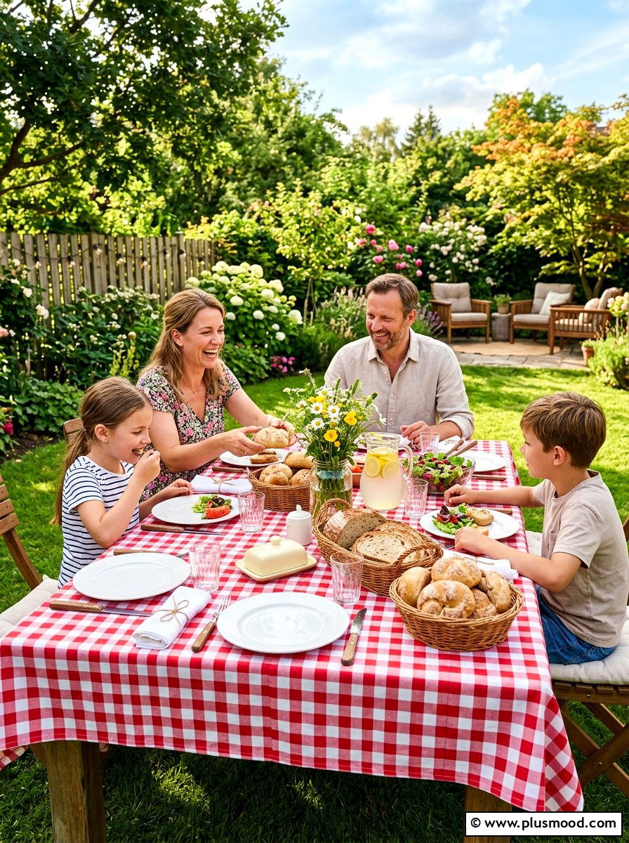 Gingham Outdoor Table - 25 summer outdoor table decor ideas