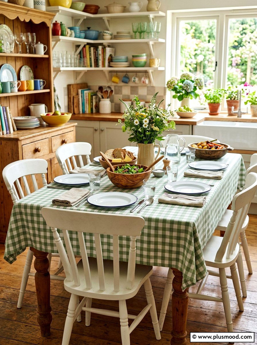 Gingham Pattern Dining Table - 25 summer dining table ideas for summer