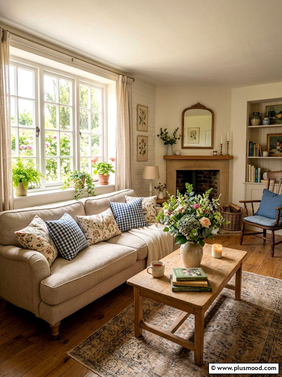 Gingham Pattern Throw Pillow - 25 summer sofa styling ideas
