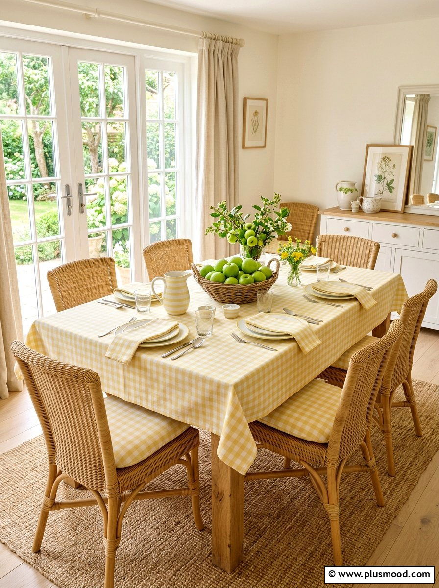 Gingham Print Dining Setup - 25 summer tablescape ideas for dining room
