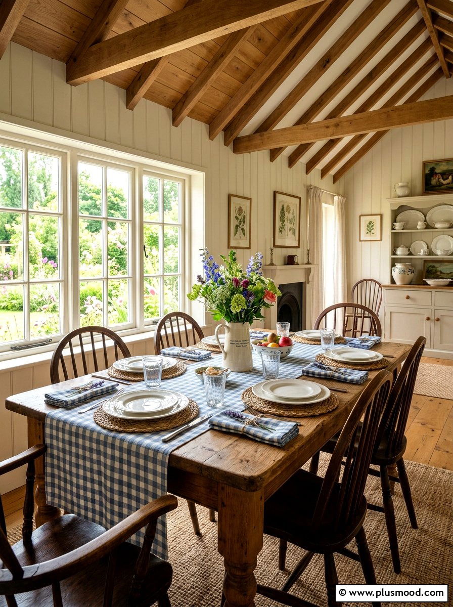 Gingham Table Linens - 25 late summer cottage decor ideas
