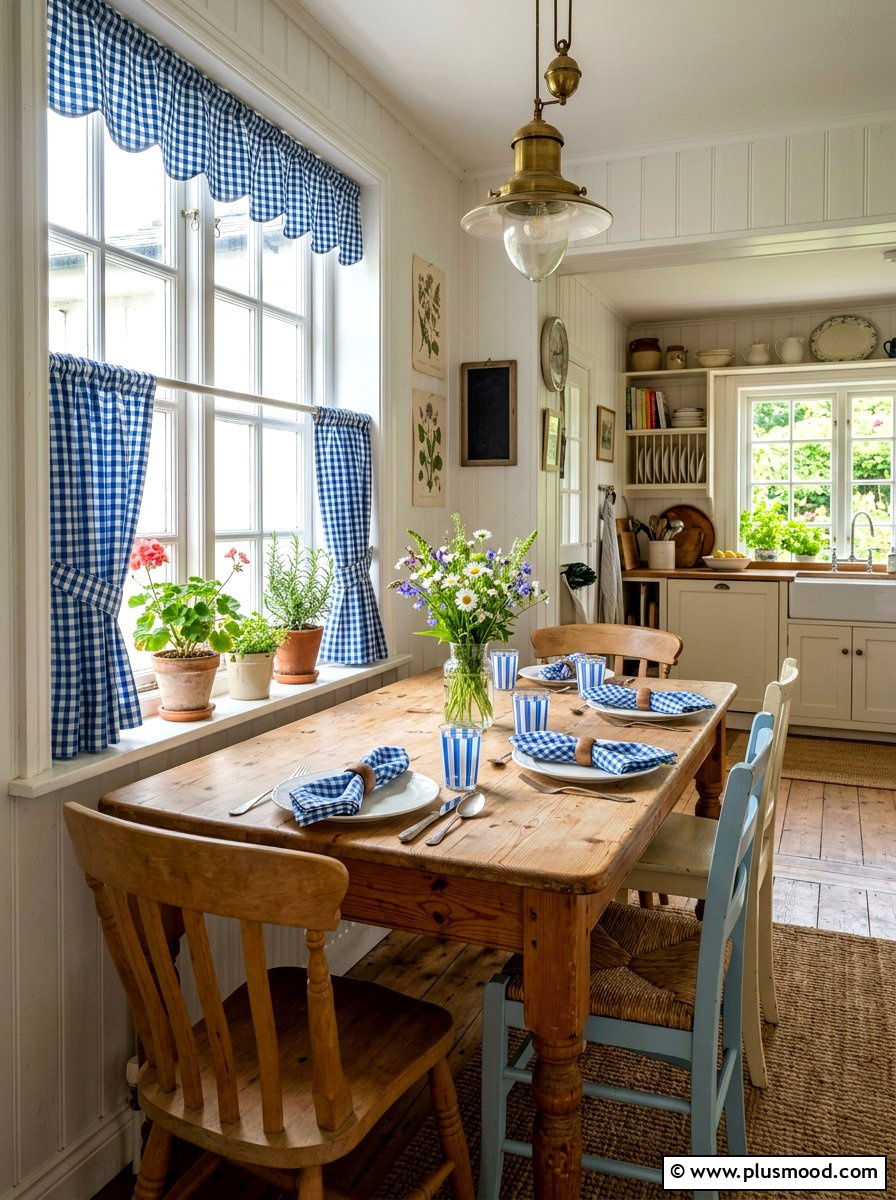 Gingham kitchen accent - 25 fresh summer kitchen decor ideas