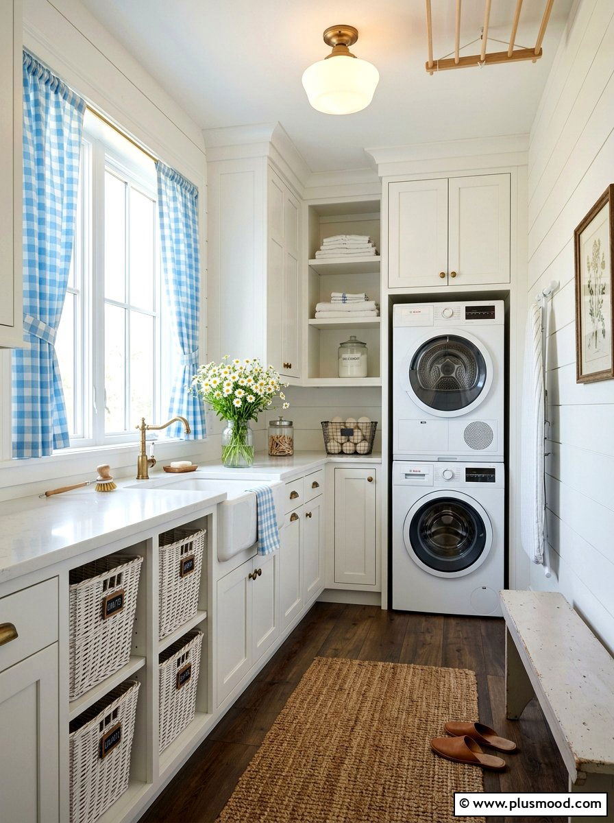 Gingham laundry room - 25 bright summer decor ideas