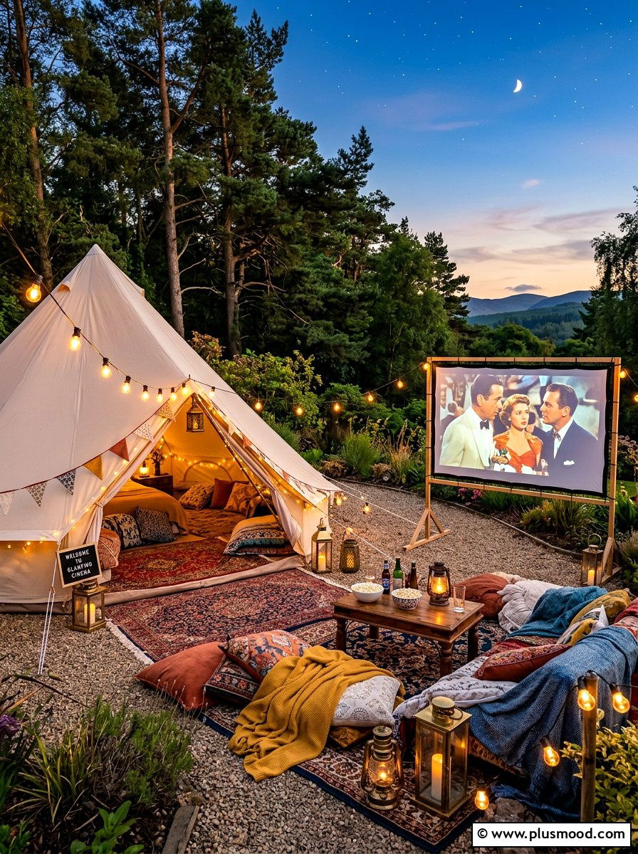 Glamping Movie Night - 25 summer backyard movie night ideas
